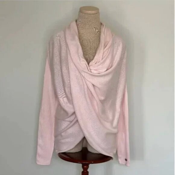 CALIA Effortless Wrap Neck Post Workout Sweater Pink Cashmere Blend Size XS - Picture 2 of 9